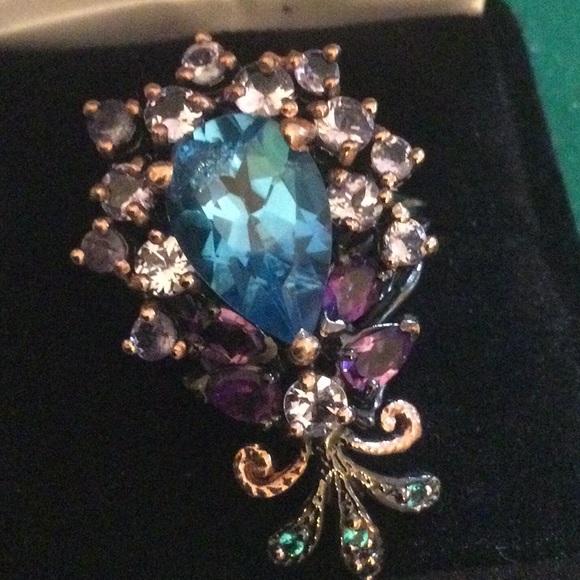 Genuine Topaz Tanzanite & Amethyst Ring